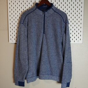 Greg Norman Mens‎ Blue Marled Fleece Quarter Zip Pullover Sweater XL